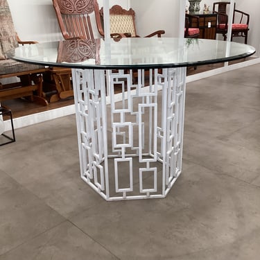 Contemporary White Glass Top Table