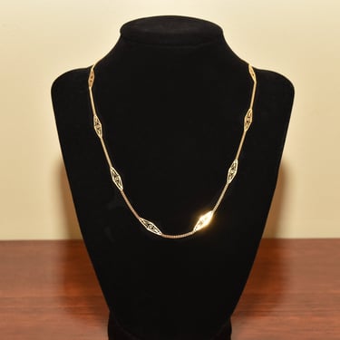 Italian 18K Filigree Link Chain, Ladies Yellow Gold Chain, Elegant Necklace, Estate Jewelry, 17.5