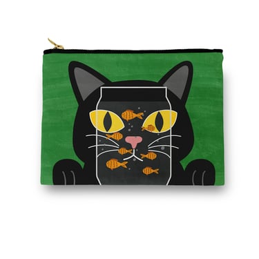 Black Cat and a Fish Bowl Cosmetic/ Amenity Bag