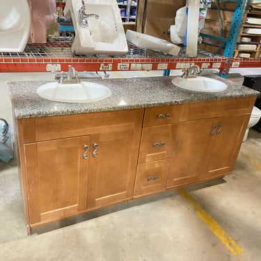 Freestanding 74" Double Vanity with Shaker Panel Doors and Granite Top