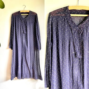Vintage Edwardian 1910s - 1920s Humble Cotton Work Wear Indigo Dress 
