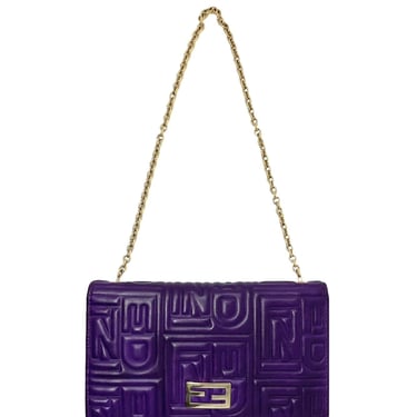 Fendi Purple Embossed Wallet On Chain