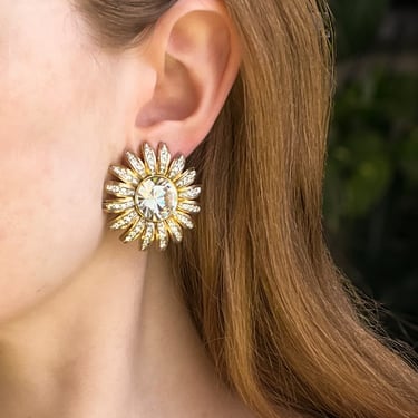 80s Crystal Flower Earrings