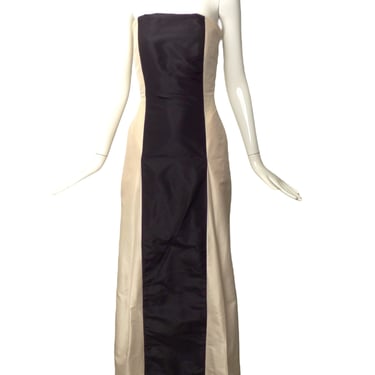 KRIZIA- Black & Ivory Colorblock Gown, Size 6