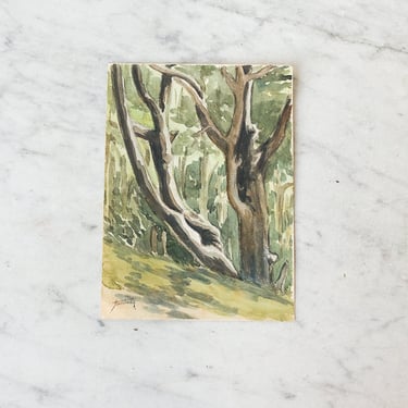 Watercolor Painting with Lone Tree