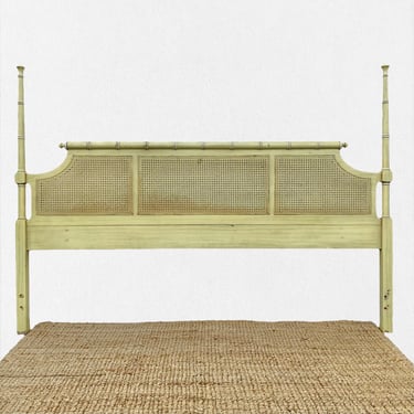 Henry Link King Post Headboard Project - Vintage Bali Hai Faux Bamboo Cane Rattan Hollywood Regency Palm Beach Bedroom Furniture 
