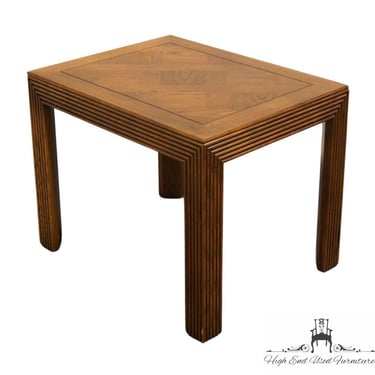 ALTAVISTA LANE Walnut Rustic Mediterranean Style 22x28" Accent End Table w. Banded Top 