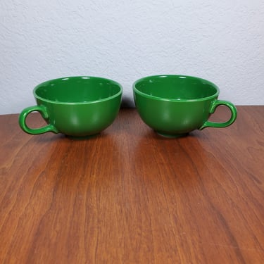 Set of 2 Homer Laughlin Rhythm Green Tea Cups 