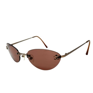 Chanel Brown Mini Rimless Sunglasses