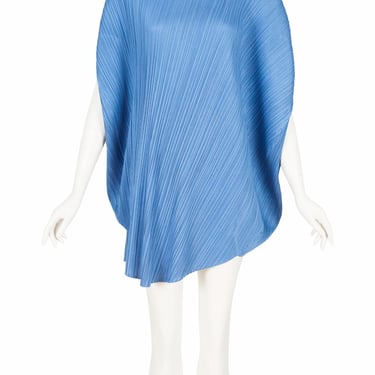 Pleats Please by Issey Miyake Vintage Blue Pleated Asymmetrical Petal Tunic Dress 