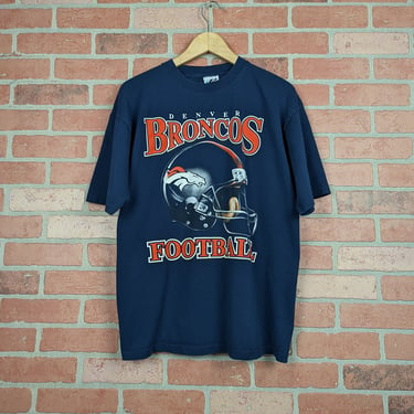 Vintage 90s NFL Denver Broncos Football Helmet ORIGINAL Sports Tee - Large 