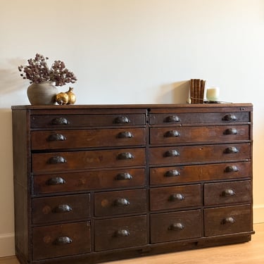 Antique 16 Drawer Flat File Cabinet/Sideboard 