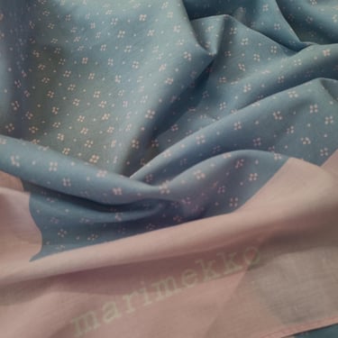 Marimekko 1970s Muija Print Pastel Pink & Blue Cotton Large Scarf 