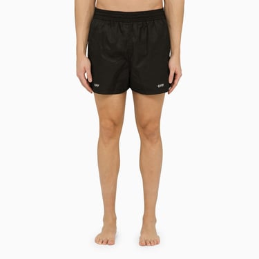 Off-White Black Swim Shorts With Logo Off Men