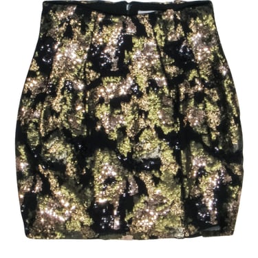 IRO - Black &amp; Green Sequin Mini Skirt Sz 2
