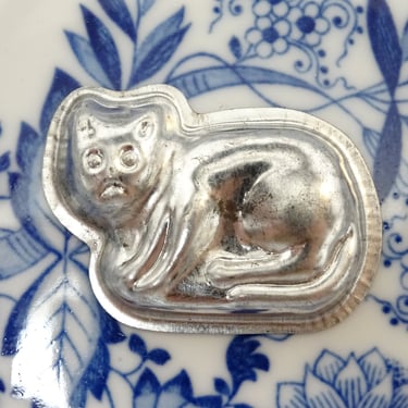 Antique Small Kitten or Cat Chocolate or Butter Mold, Vintage Tin for Easter or  Christmas Decor 