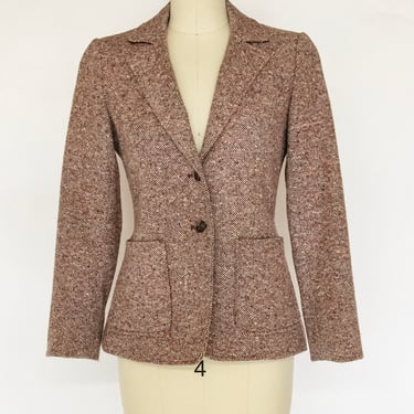 1970s Blazer Tweed Wool Equestrian Jacket M 