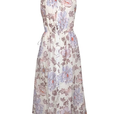 Magali Pascal - Light Pink Sleeveless Floral Print Button Down Maxi Dress Sz XS