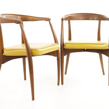 Lawrence Peabody For Craft Associates Mid Century Walnut Captains Chairs - A Pair - mcm 