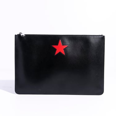 GIVENCHY Black Leather Star Pouch