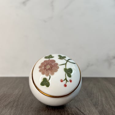 Lovely Blossom Handcrafted Jar with Lid - Small Ceramic Floral Storage Container 