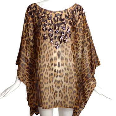 ROBERTO CAVALLI- NWT Leopard Print Sequin Chiffon Blouse, One Size