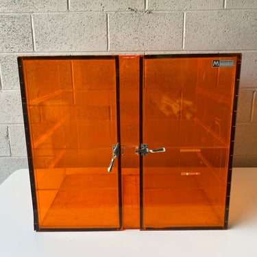 Vintage Orange Acrylic Lucite Storage Cabinet by Micro Air - Large