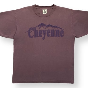 Vintage 90s Cheyenne Wyoming Faded Out Made in USA Destination/Souvenir Style Graphic T-Shirt Size Large 