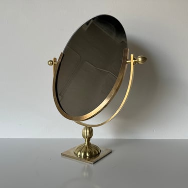 70's Vintage Italian Brass Table Vanity Mirror 