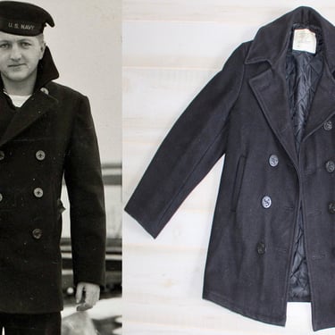 Vintage Military Issued Navy Peacoat, Wool Coat, USA Made, Men's ...