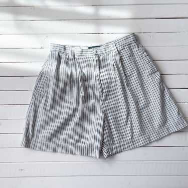 high waisted shorts 80s 90s vintage green white striped cotton shorts 