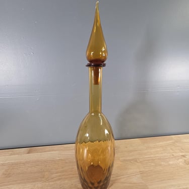 Mid Century Amber Decanter Glass Vase 24.5
