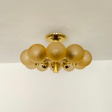 Large Mid Century Modern brass Sputnik chandelier by Kaiser Leuchten | 1960s | 