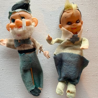 Vintage St. Patrick's Day Pixie And Leprechaun, Elves, Set Of 2, Saint Patrick's Day Dolls, Decor, March, Green, Shabby 