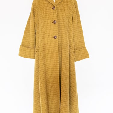 1950s Swing Coat Wool Mustard Long M 