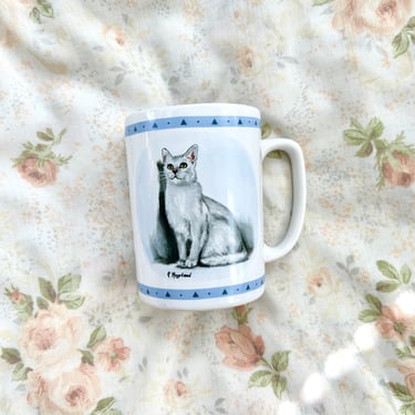 1990's White Shorthair Cat Mug 