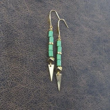 Simple green stone and gold earrings 