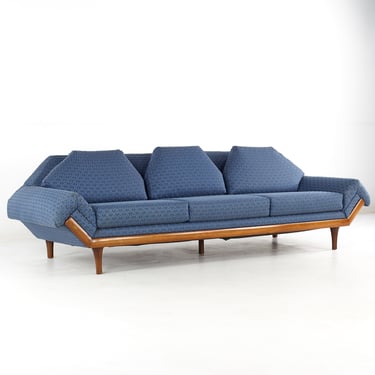 Flexsteel Adrian Pearsall Style Mid Century Walnut Gondola Sofa - mcm 