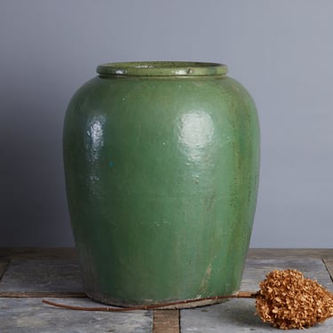 19th Century Green Glaze Borneo Water Storage Jar