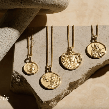 Mini Goddess Coin Pendant w/ Chain, multiple styles