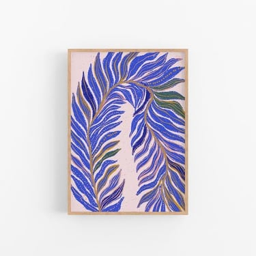 Dorm Room Modern Art, Pink and Blue Abstract Art, Botanical Tropical Poster 