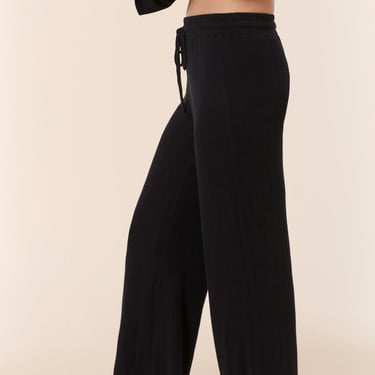 Andie Swim The Wide Rib Wide Leg Pant - Black