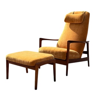 Folke Ohlsson for DUX High-Back Lounge Chair with Ottoman 