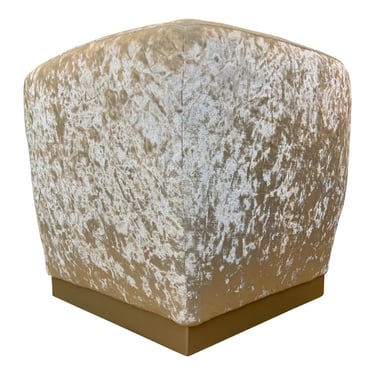 Caracole Modern Off-White Crushed Velvet Square Ottoman