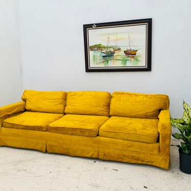 Low and Comfy Marigold Velvet Couch