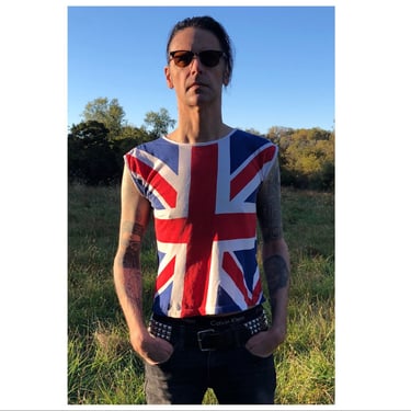 Authentic ‘70s punk rock Union Jack flag t-shirt | Vintage 1970s England U.K. distressed sleeveless muscle tee 