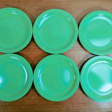 Vintage Texas Ware Melamine | (6) Salad Side Plates | Green | Dallas TX USA 