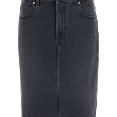 Miu Miu Woman Graphite Denim Skirt