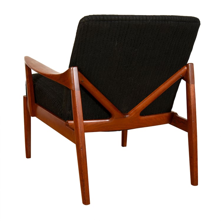 Tove &#038; Edvard Kindt-Larsen Lounge Chair &#8212; Danish Teak Frame + Black Upholstery