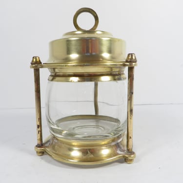Vintage Brass Glass Tealight Candle Holder Lantern 